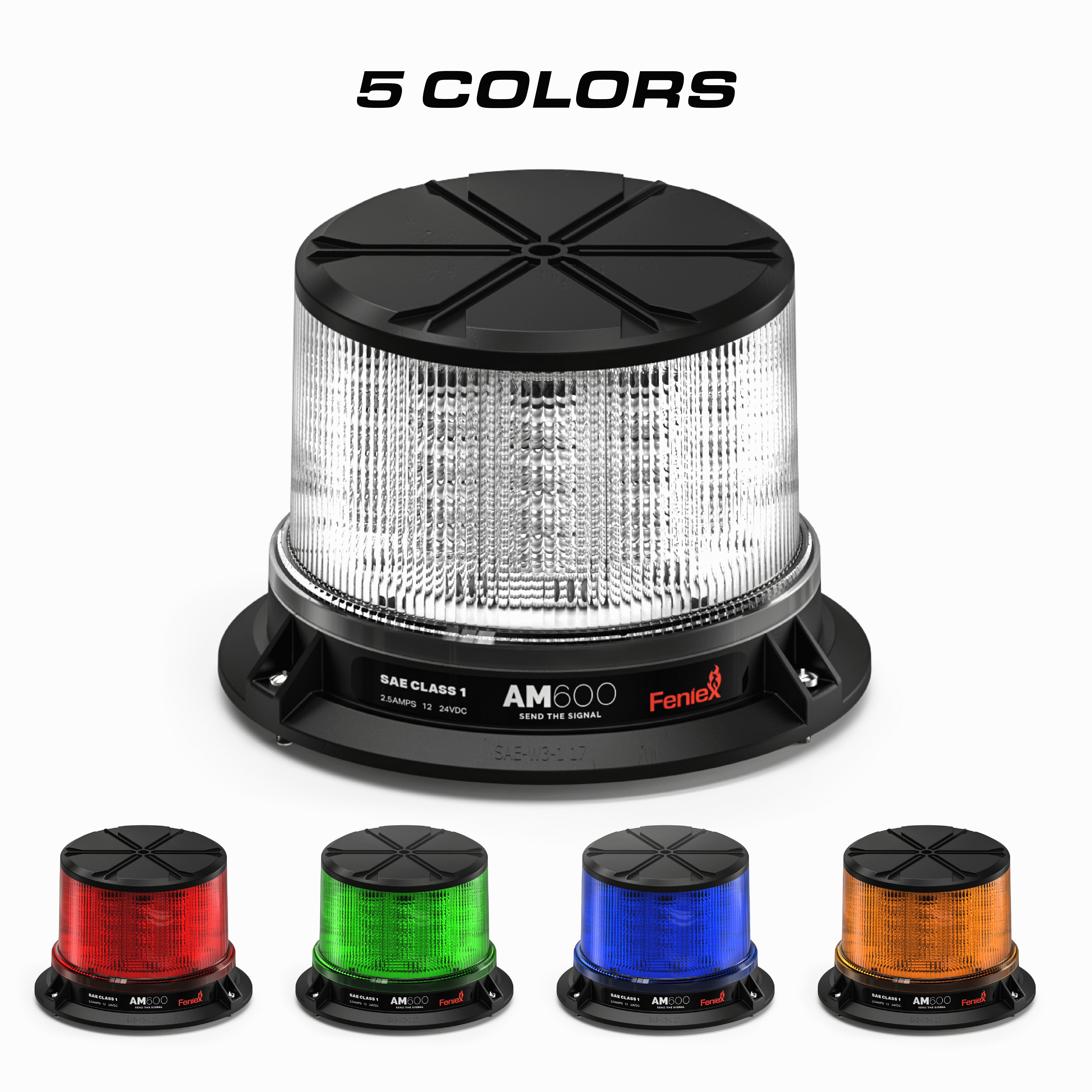 Feniex AM600 High-Intensity LED Beacon – SAE Class 1 Red, 12V, 20 Flash ...